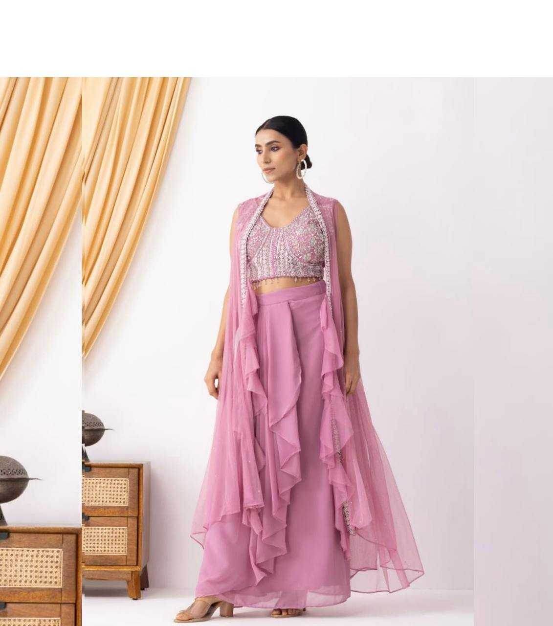 Georgette Indo-Western Bell Sleeve Kurti - MYLUXURY LANE ENTERPRISE